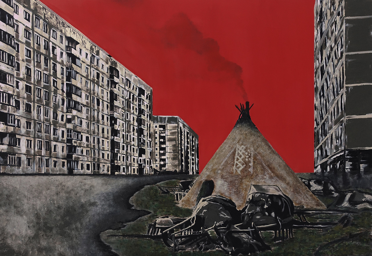 /img/RED DAWN. Acrylic, Mix Media. 71x49 in, 180x125 cm. Berlin, Germany 2024.jpeg